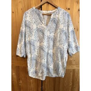 Anokhi Blue And White Lightweight Printed Flowy Tunic Size L